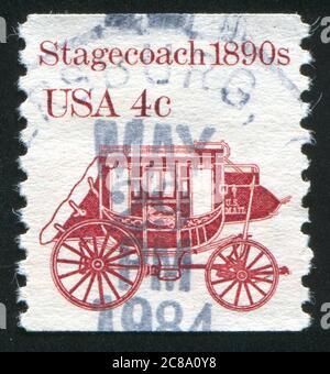 UNITED STATES - CIRCA 1983: stamp printed by United States of America, shows stagecoach, circa 1983 Stock Photo