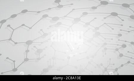 Abstract illustration of gray connecting lines and dots with shadows on white background Stock Vector