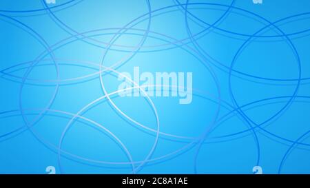 Abstract background of intersecting circles with shadows in light blue colors Stock Vector