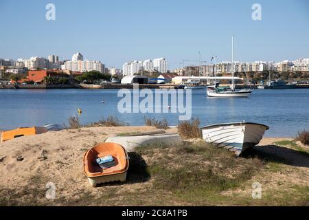 Port of Portimao with old fisherman boats Stock Photo