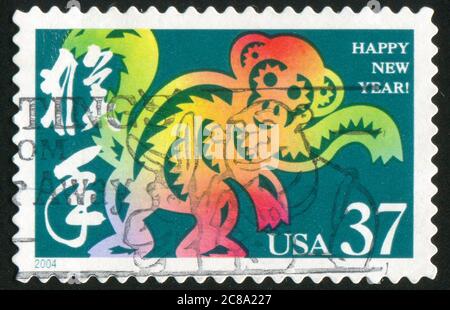 UNITED STATES - CIRCA 2004: stamp printed by United States of America, shows  year of the monkey, circa 2004 Stock Photo