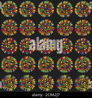 Zentangle sunflower seamless pattern. colorful doodle art. Vector illustration for design,textile,fabric. Stock Vector