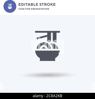 Noodles icon vector, filled flat sign, solid pictogram isolated on white, logo illustration. Noodles icon for presentation. Stock Vector