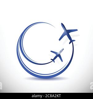 Air traffic airplanes illustration design over a white background Stock Vector