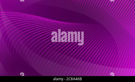 Abstract background of curved surfaces and halftone dots in purple colors Stock Vector