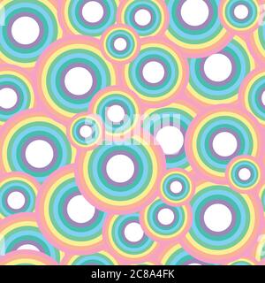 Pastel rainbow circle vector seamless pattern Stock Vector