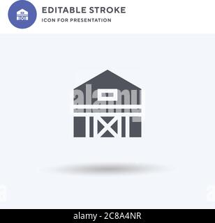 Barn icon vector, filled flat sign, solid pictogram isolated on white, logo illustration. Barn icon for presentation. Stock Vector