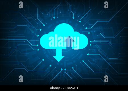 Cloud interface that shows data uploading to the internet. Stock Vector