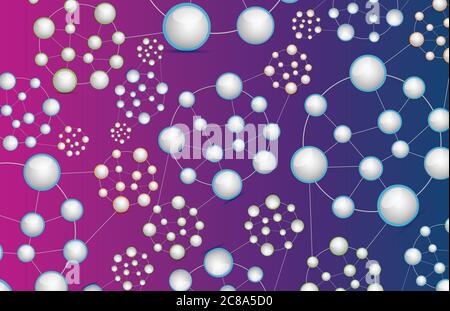 Atom network connection illustration design over a purple background Stock Vector
