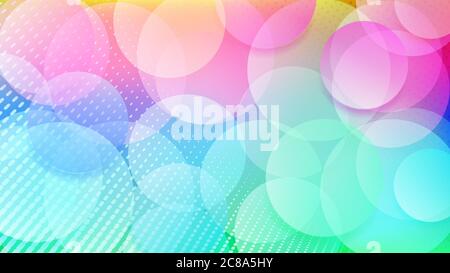 Abstract background of translucent circles and halftone dots in various colors Stock Vector