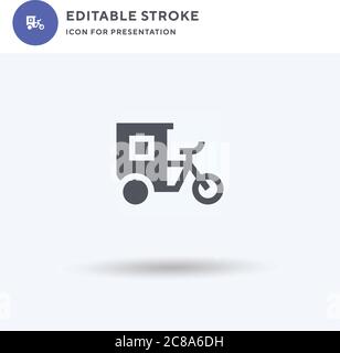 Ricksaw icon vector, filled flat sign, solid pictogram isolated on white, logo illustration. Ricksaw icon for presentation. Stock Vector
