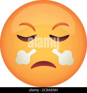 angry emoji face smoke coming out of his nose line style icon vector ...