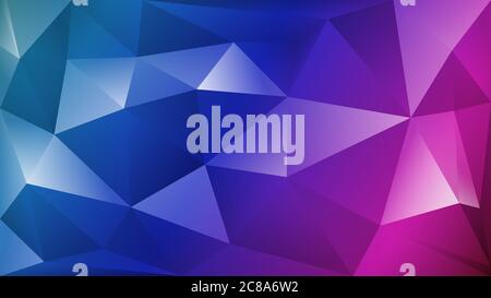 Abstract polygonal background of many triangles in blue and purple colors Stock Vector