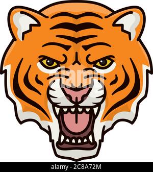 Roaring tiger face isolated vector illustration for International Tiger Day on July 29. Stock Vector
