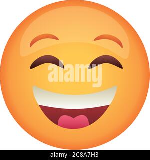 emoji face laughing classic flat style icon vector illustration design Stock Vector