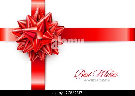 Vector Red Realistic Bow with Ribbons Isolated on White Background Stock Vector