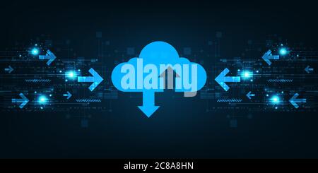 Cloud interface that shows data uploading to the internet. Stock Vector