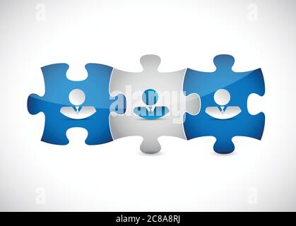 Business people puzzle pieces illustration design over a white background Stock Vector