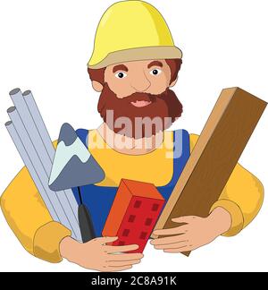 Builder profession flat illustration Stock Vector