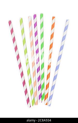 colorful paper drinking straws on white Stock Photo
