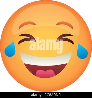 emoji face laughing classic flat style icon vector illustration design Stock Vector