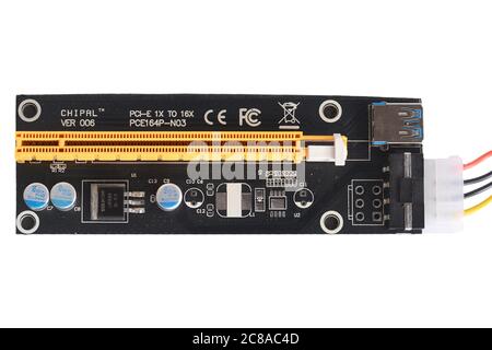 Electronic circuit board close up isolated on white Stock Photo