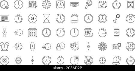 icon set of time concept over white background, line style, vector illustration Stock Vector