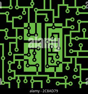 Cyberpunk window into virtual reality. Vector flat art about internet, deepweb, matrix for design Stock Vector