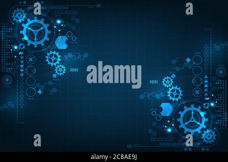Technology background for gears in mechanical concepts. Stock Vector