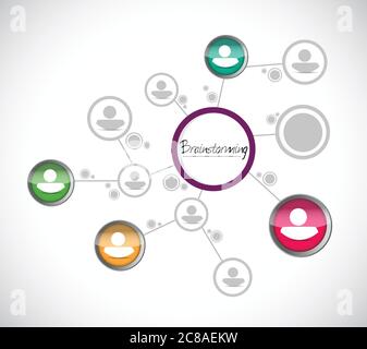 Brainstorming network diagram illustration design over a white background Stock Vector