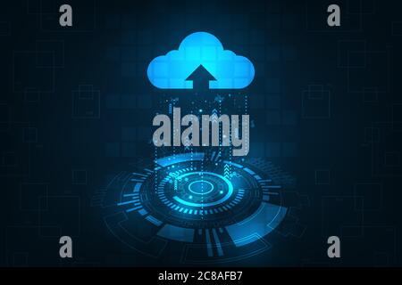 Cloud interface that shows data uploading to the internet. Stock Vector