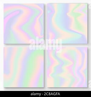 Set of vector holographic gradient backgrounds Stock Vector