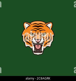 Roaring tiger face vector illustration for International Tiger Day on July 29. Stock Vector
