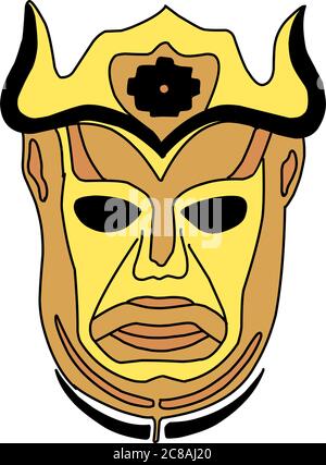 Harpy mask. Sons of the harpy face. element from Game of Thrones. Golden mask with horns isolated on white background Stock Vector