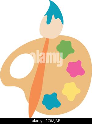 paint palette and brush icon over white background, vector illustration ...
