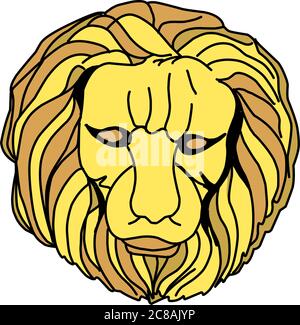 House Lannister, Golden Lion. symbol of the seven kingdoms. head of a golden lion on a white background Stock Vector