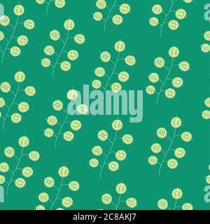 Lunaria exotic flower seamless doodle pattern. Vector background Stock Vector