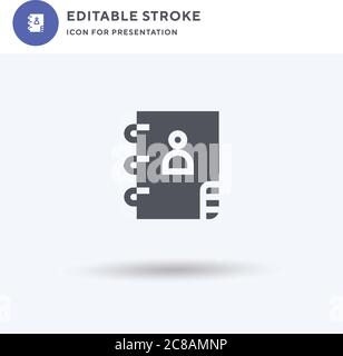 Contacts icon vector, filled flat sign, solid pictogram isolated on white, logo illustration. Contacts icon for presentation. Stock Vector