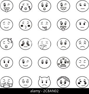 bundle of emojis faces set icons vector illustration design Stock ...