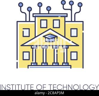 Institute of technology RGB color icon. Professional IT college, higher education. Computer programming academy, coding courses. Isolated vector illus Stock Vector
