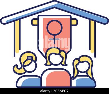 Sorority RGB color icon. Female social university organization. University life and activities. Women fraternities. Girls communities in colleges. Iso Stock Vector
