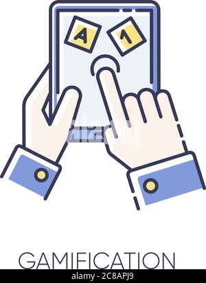Gamification RGB color icon. Entertaining education. Learning and playing, marking studying process more interesting. Educational game. Isolated vecto Stock Vector