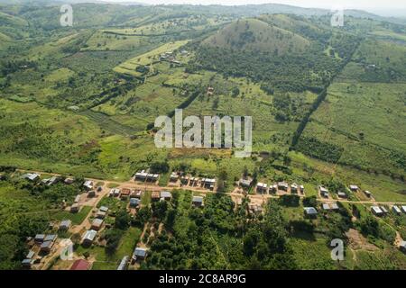 Central Uganda's landscape is marked by rolling hills and fertile farmland - Lyantondo District, Uganda, East Africa. Stock Photo
