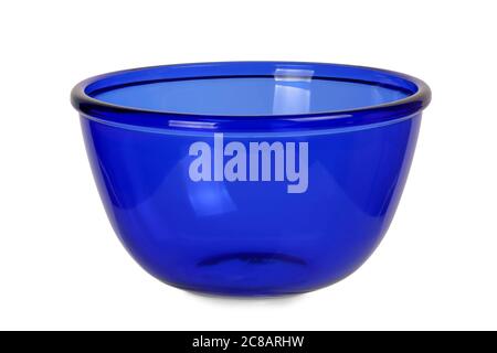 empty blue glass bowl isolated on white Stock Photo