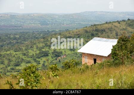 Rolling hills and communities of Lyantonde District, Uganda, East Africa. Stock Photo