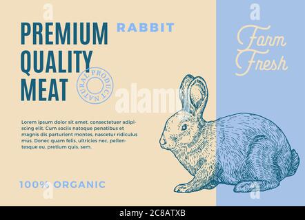 Premium Quality Rabbit Vector Meat Packaging Label Design on a Craft ...