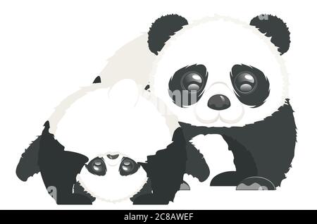 Cute cartoon panda bear, kawaii animal design. Stock Vector