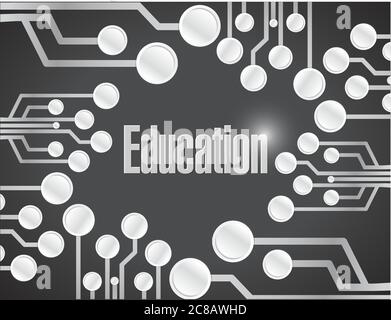 Education circuit board illustration design over a black background Stock Vector