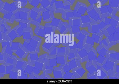 Blue Cubes Seamless Pattern on Gray Background Stock Vector