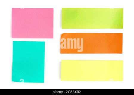 collection of colorful paper notes isolated on white Stock Photo